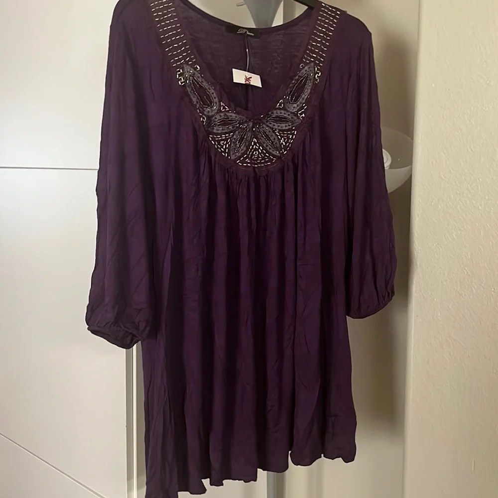 #109. B’leev,New!,purple blouse,size 1X - Picture 1 of 9